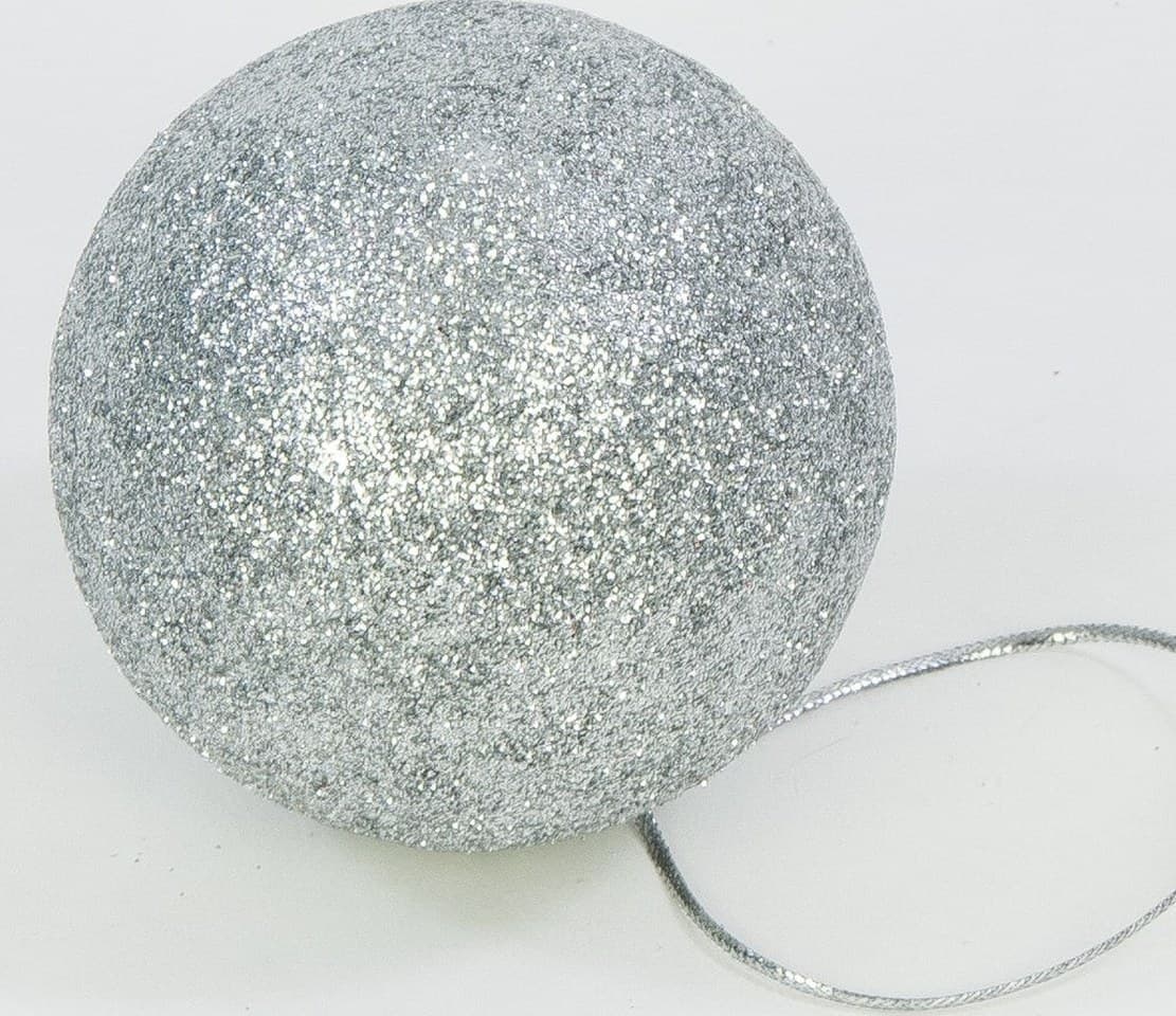 Bombki styropianowe z brokatem,6cm/6szt, srebrne