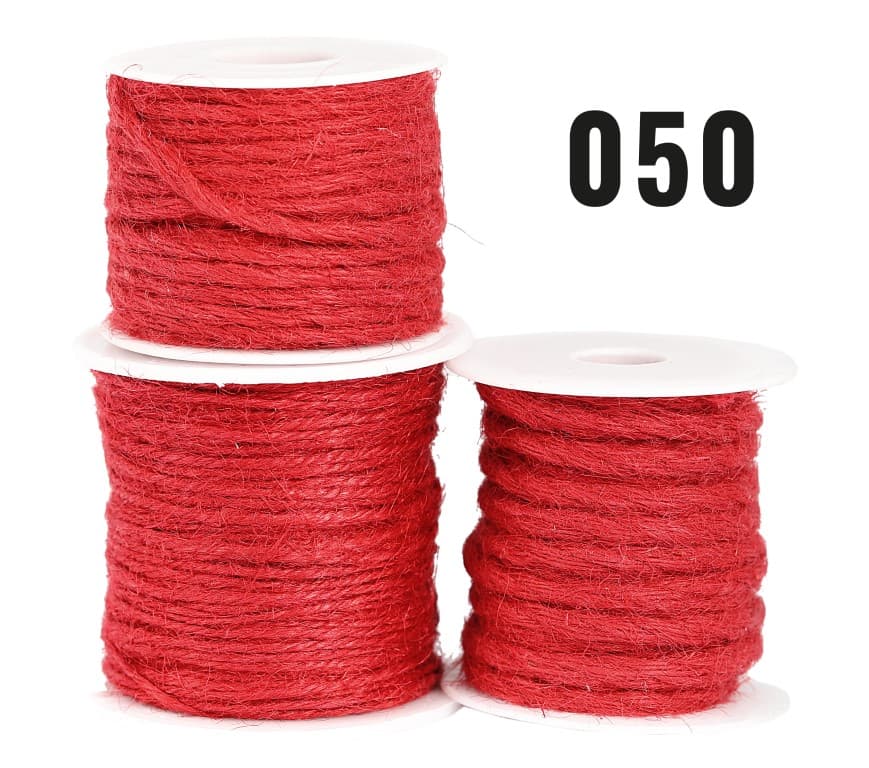 Sznurek jutowy pleciony, 5mm/5mb, czerwony