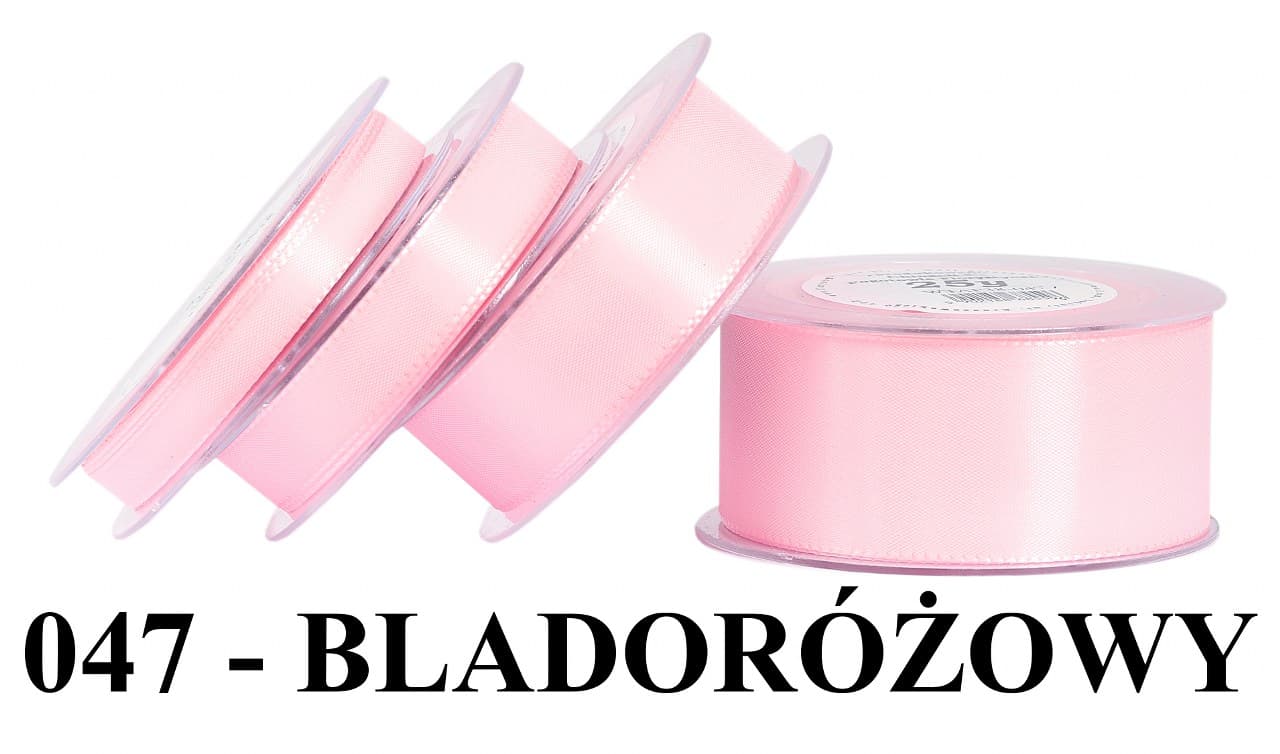 Wstążka z tafty, 25mm/22mb, blady róż