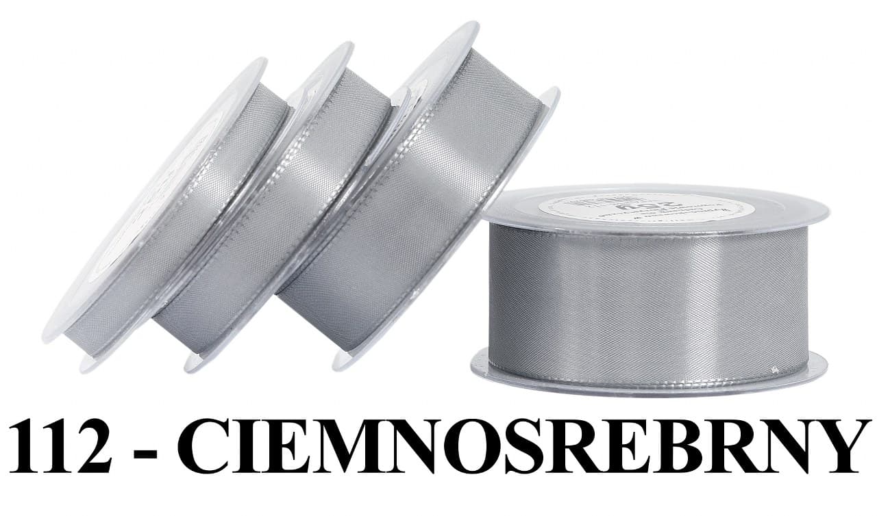 Wstążka z tafty, 38mm/22mb, ciemnosrebrna