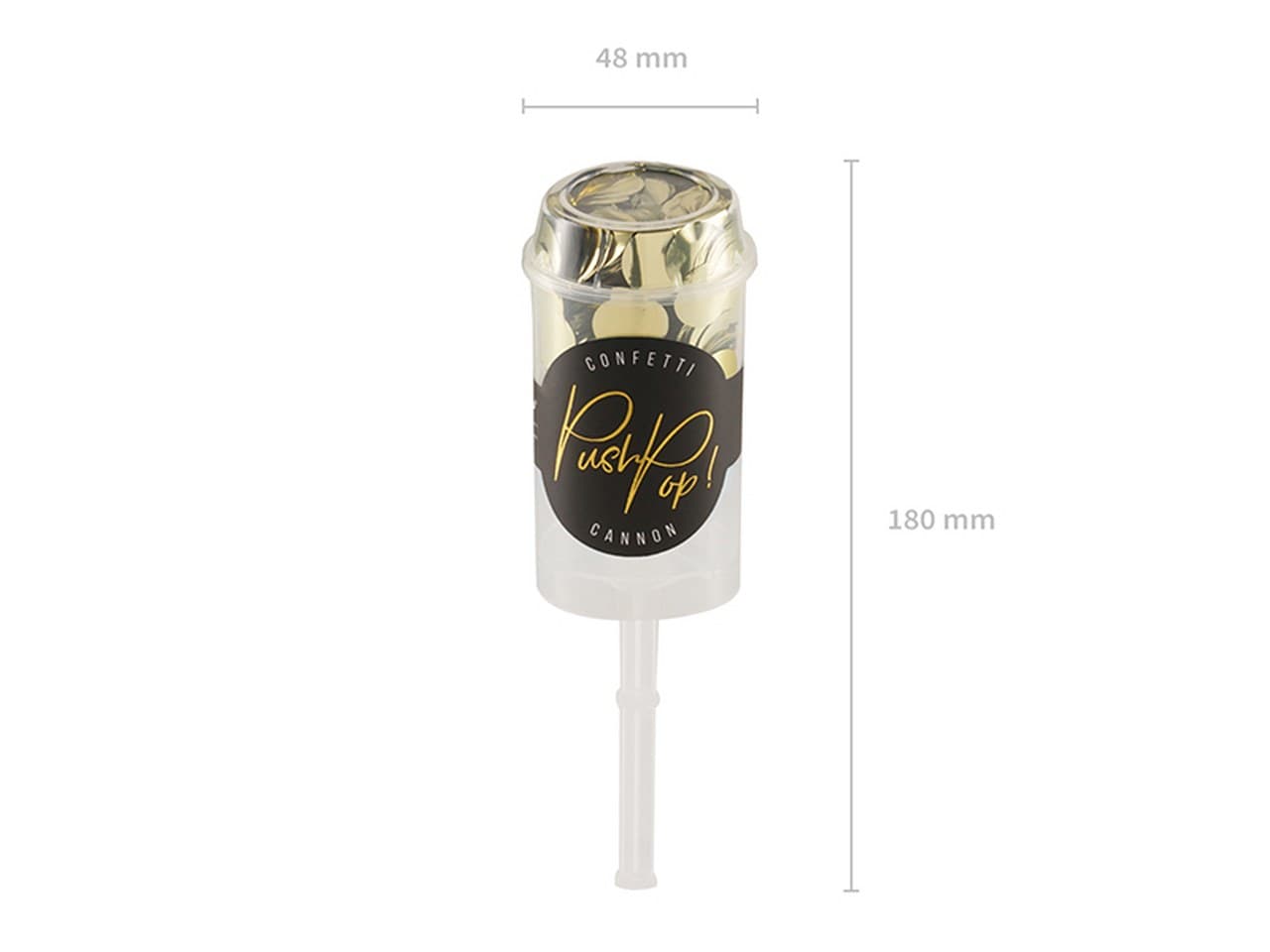 Push pop konfetti, złoty, 1 sztuka