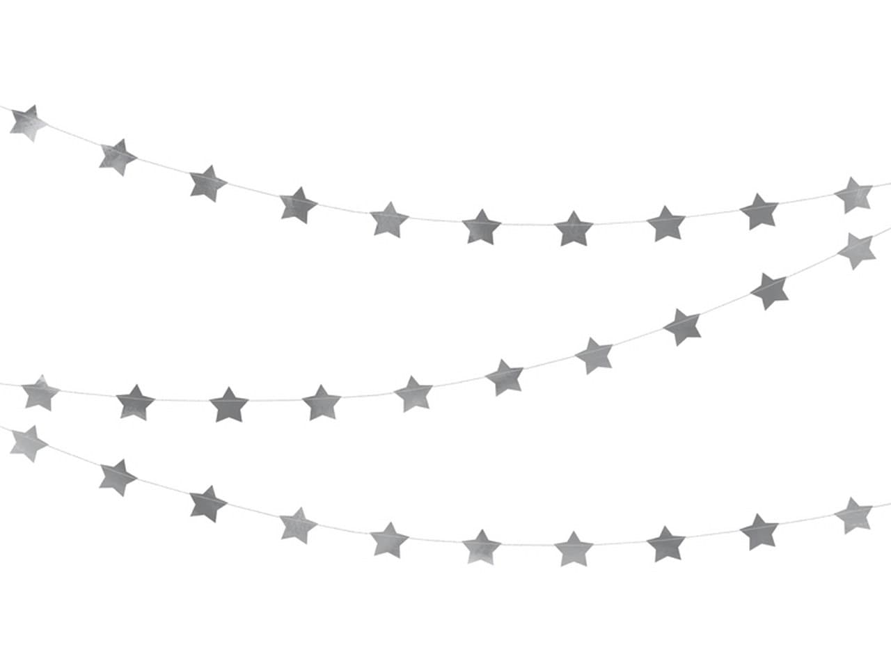 Girlanda Gwiazdki, srebrny, 3,6m