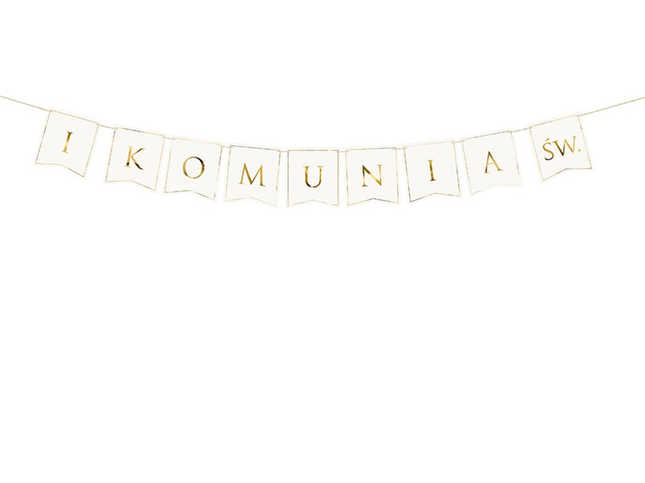 Baner I Komunia Św. BIAŁY ZE ZŁOTYM 15x133cm