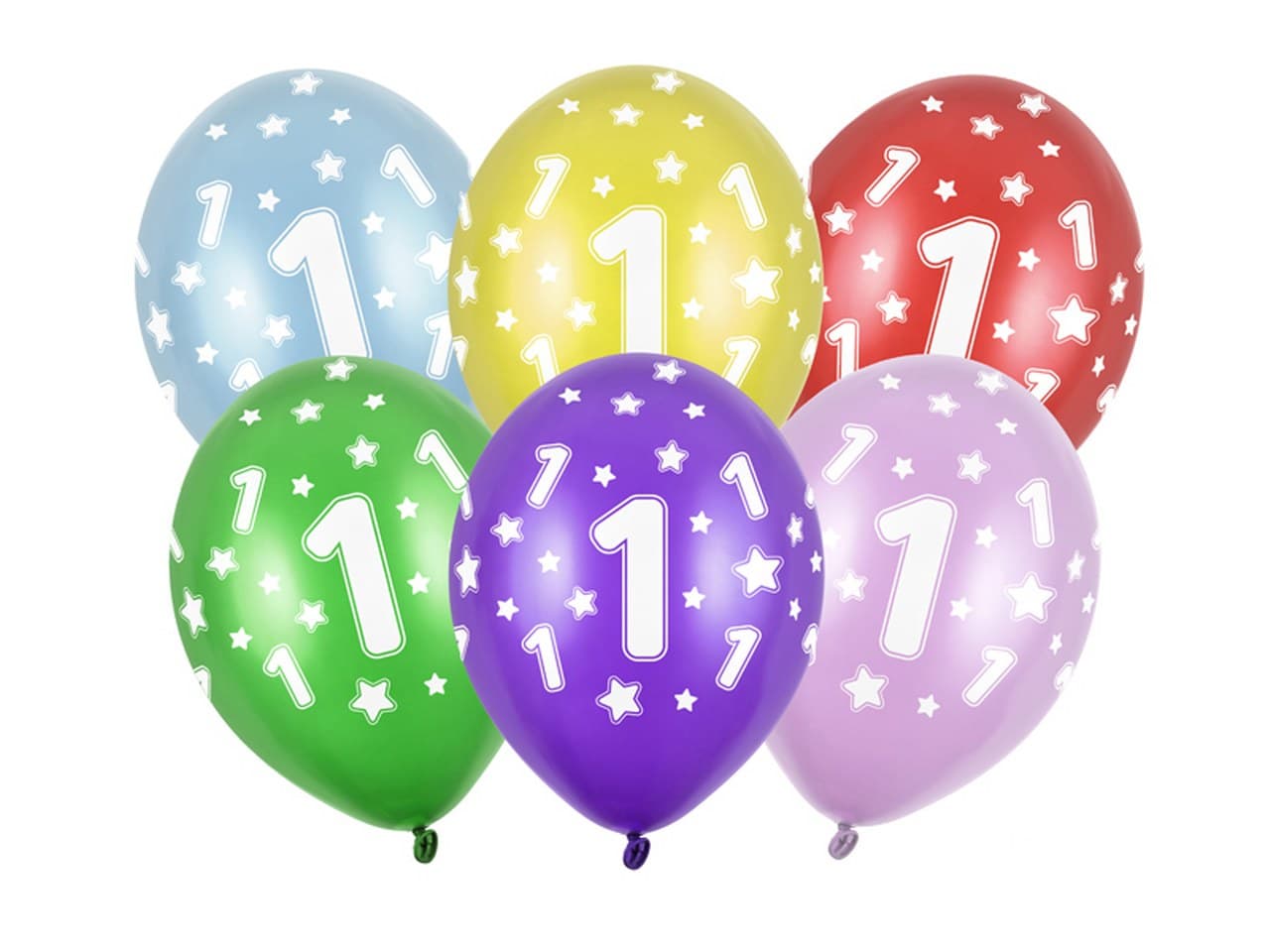 Balony 30cm, 1th Birthday, Metallic Mix 6 szt