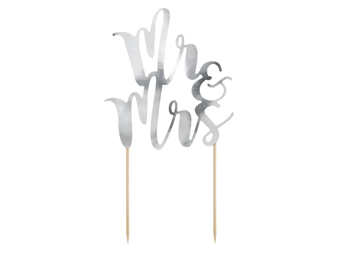 Topper na tort Mr&Mrs SREBNY , 25,5cm