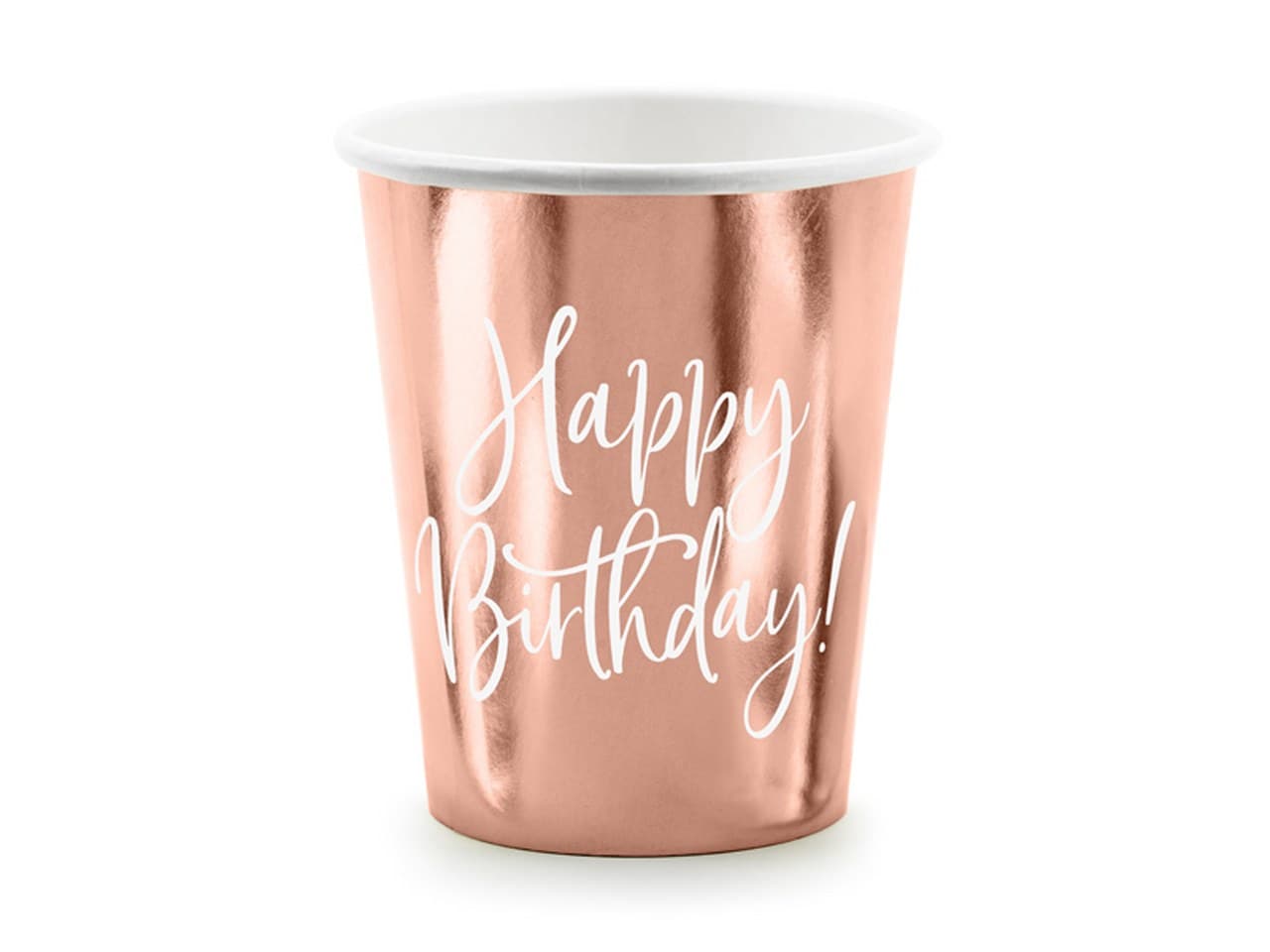 Kubeczki Happy Birthday!, różowe złoto, 260ml 6SZT