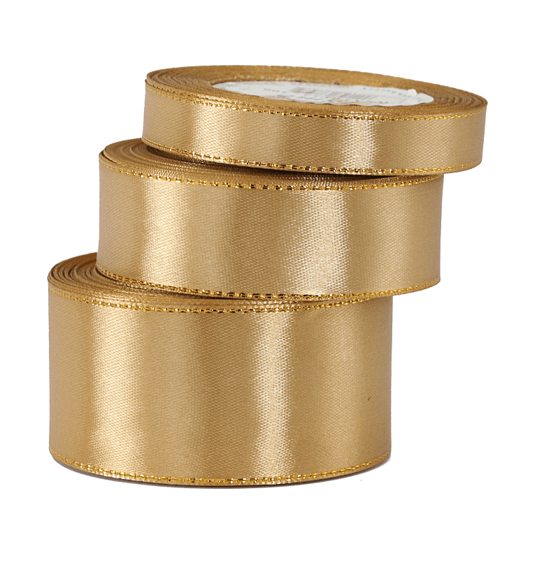 Wstążka satynowa złote pasy, 12mm/18mb, złota
