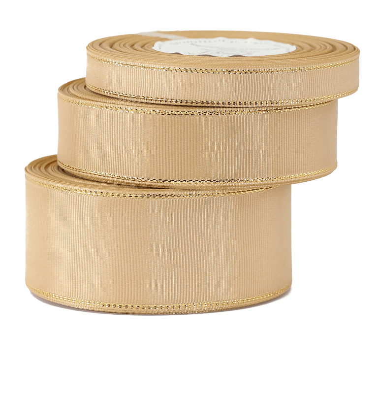 Wstążka rypsowa w złote pasy, 38mm/18mb, złota