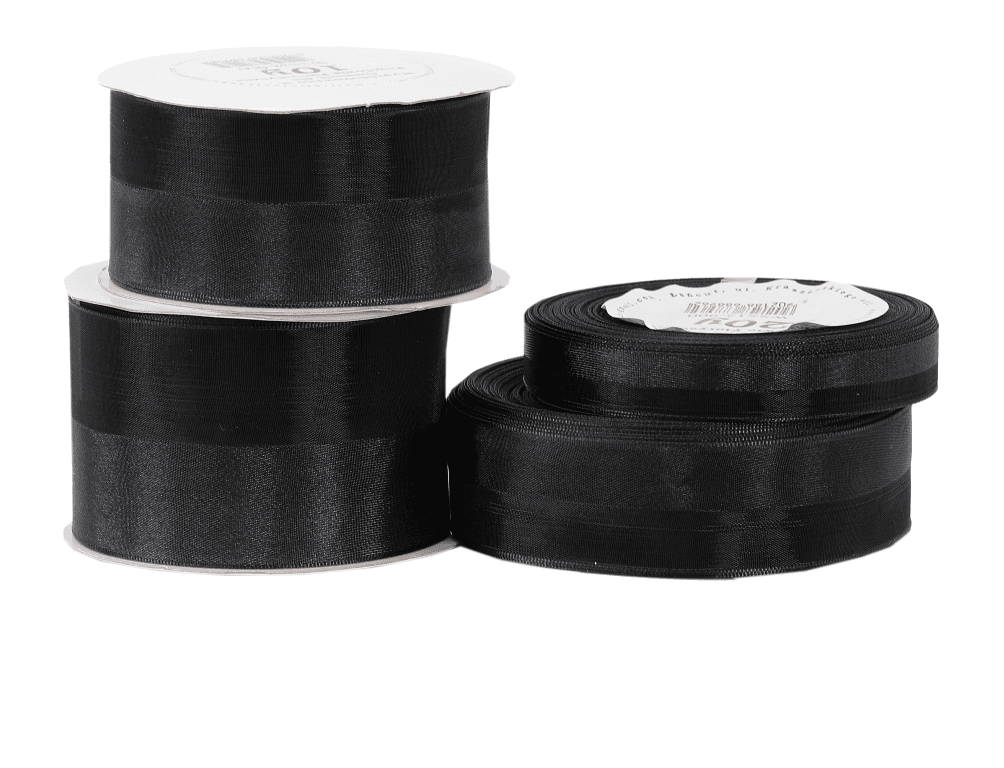 Wstążka pół atłas/ pół szyfon, 12mm/18mb, czarna