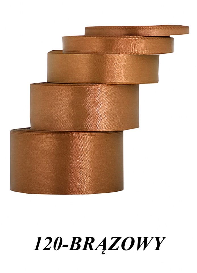 Wstążka satynowa 12mm/32mb, brązowa