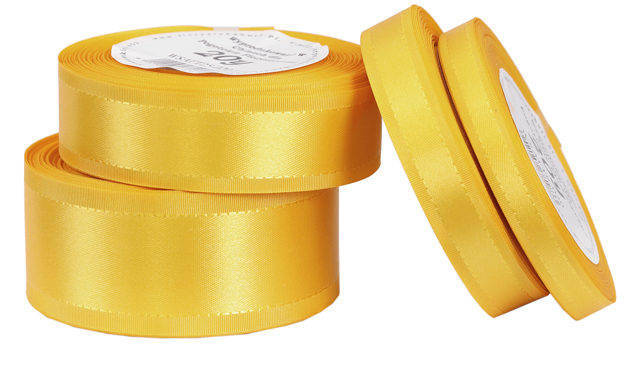 Wstążka z paskami satyna/tafta 25mm/20y, cytrynowa