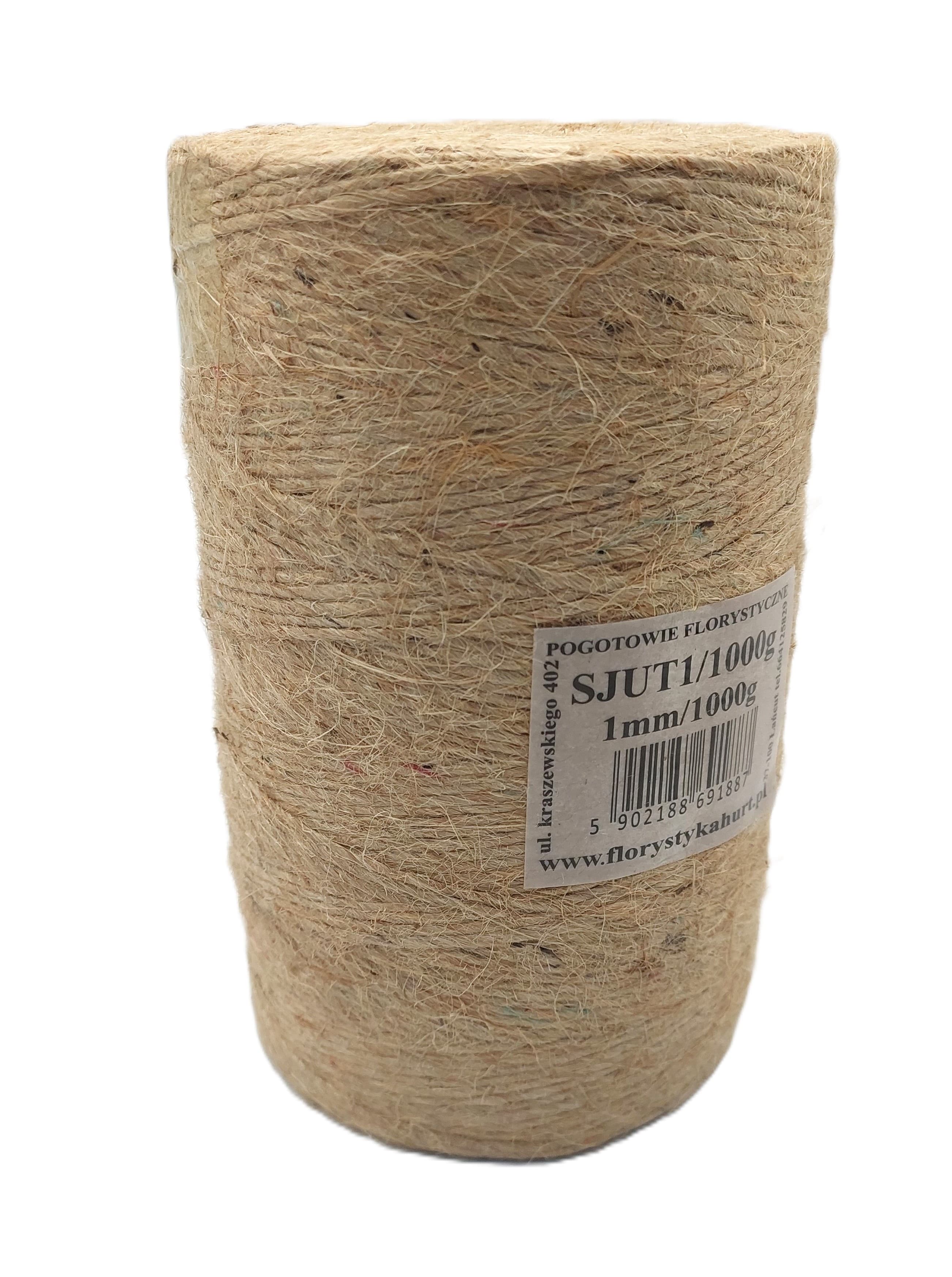 Sznurek jutowy, śr 1mm/828mb/1000 gram, naturalny