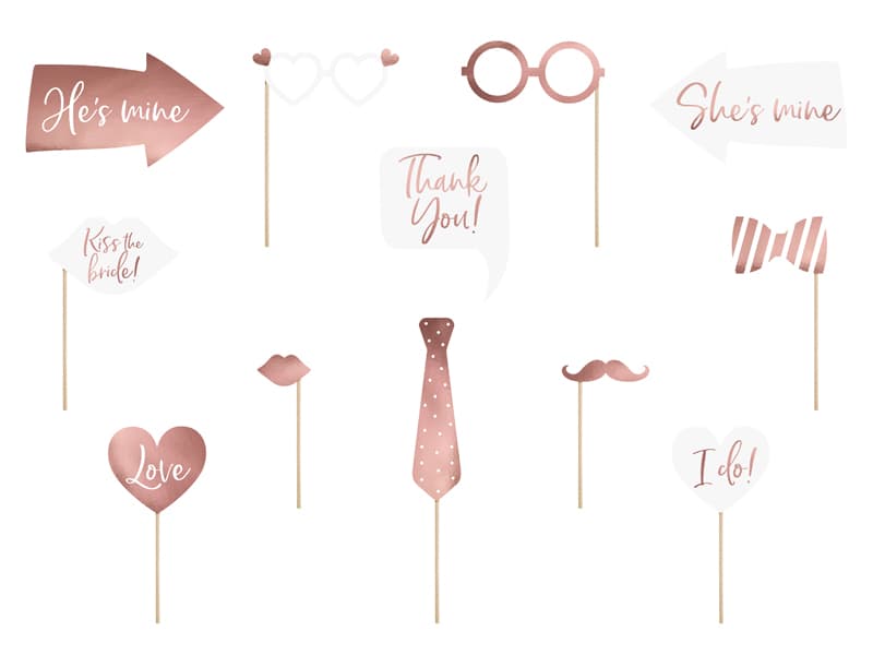 Gadżety do zdjęć na ślub, rose gold 1op/12szt.