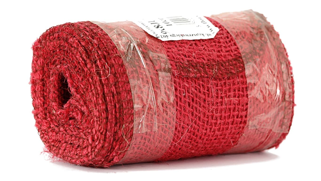 Juta obszywana, 9x8,10cm/5mb, 260g/m2, czerwona
