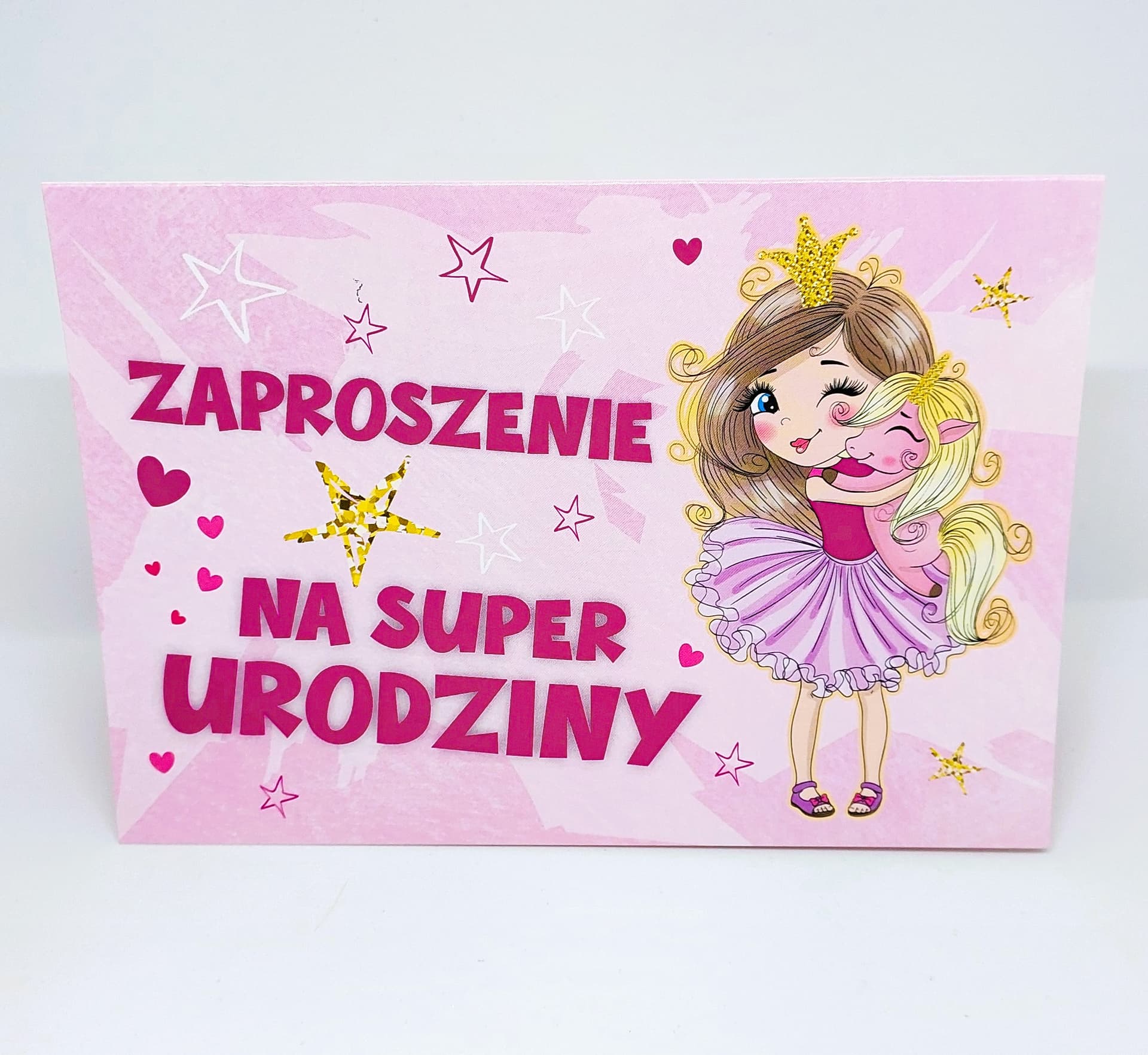 Zaproszenie różowa dziewczynka na URODZINY, 1 szt.
