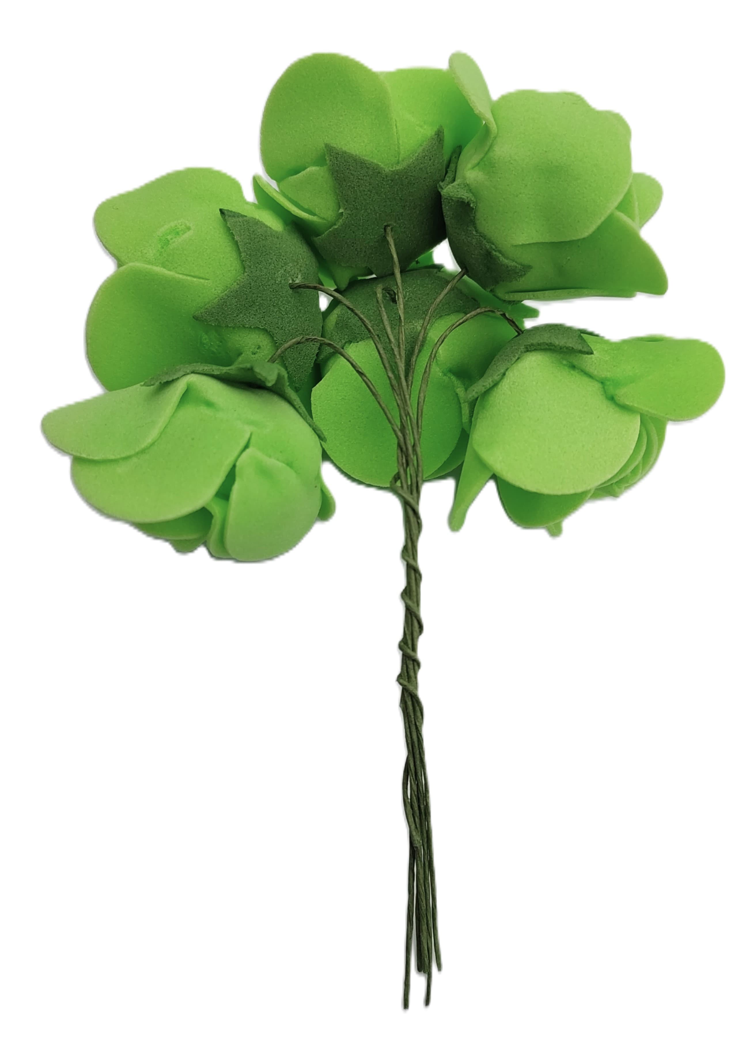 Piankowe kwiaty na drucie śr.3cm/6x6szt seledynowe