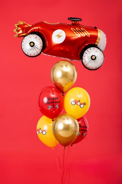 Balony 30cm, Happy Birthday samochód, mix, 6 szt.