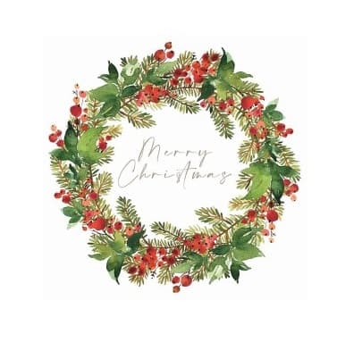 Serwetki wianek - Merry Christmas, 33x33 - 20 szt.