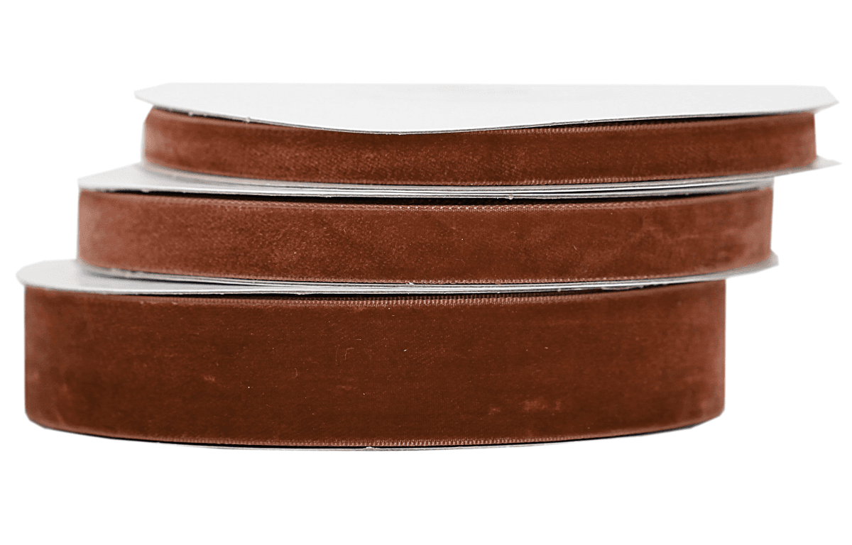 Wstążka aksamitna velvetowa, 12mm/9mb, brązowa