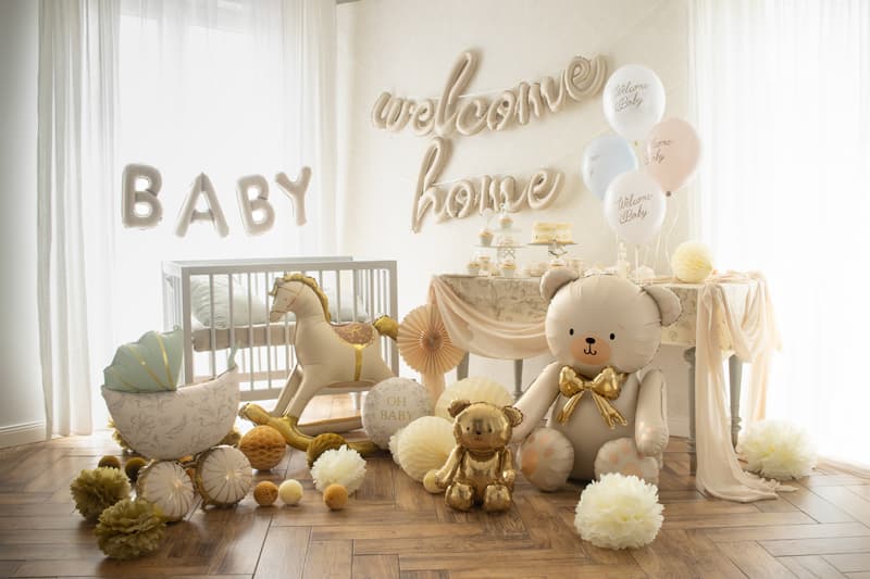 Balon foliowy Baby, 140x43 cm, beż