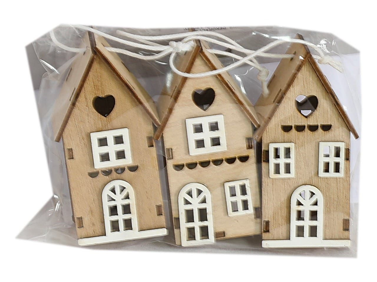 3szt Zawieszka dom wysoki 3D 2,5x3x8cm, brązowy
