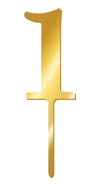 Złoty topper na tort pleksi lustrzany - Cyfra 1