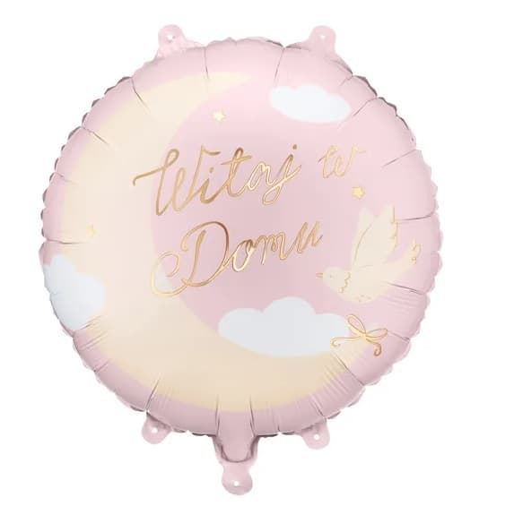 Balon foliowy ''Witaj w Domu'', 35x35 cm jasny róż