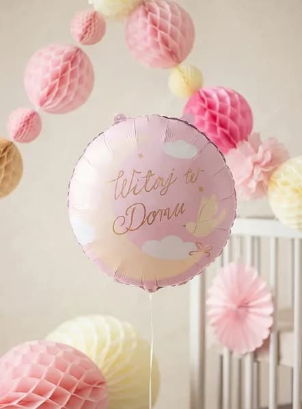 Balon foliowy ''Witaj w Domu'', 35x35 cm jasny róż