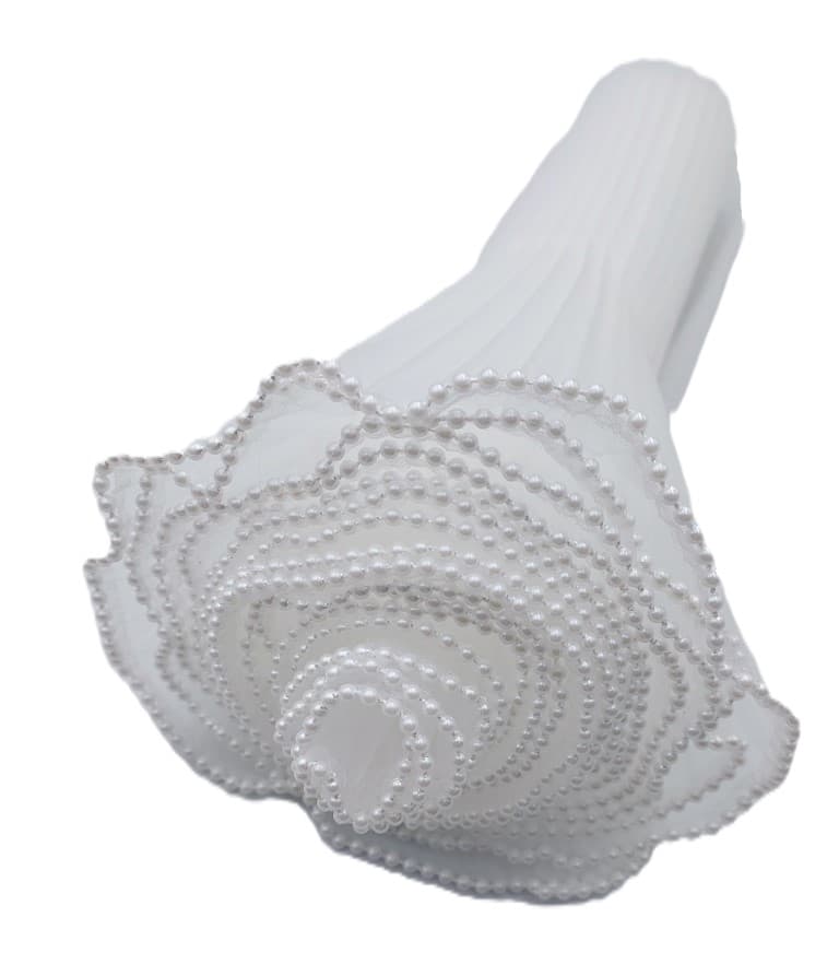 Sztywny tiul z perełkami, 28cm/3,8mb, biały