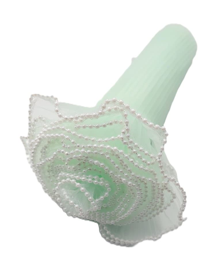 Sztywny tiul z perełkami, 28cm/3,8mb, zielony