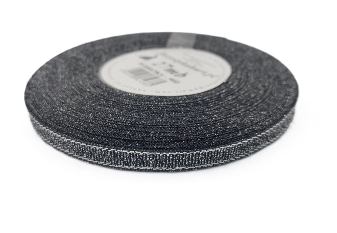 Wstążka brokatowa 6mm/27mb, czarna