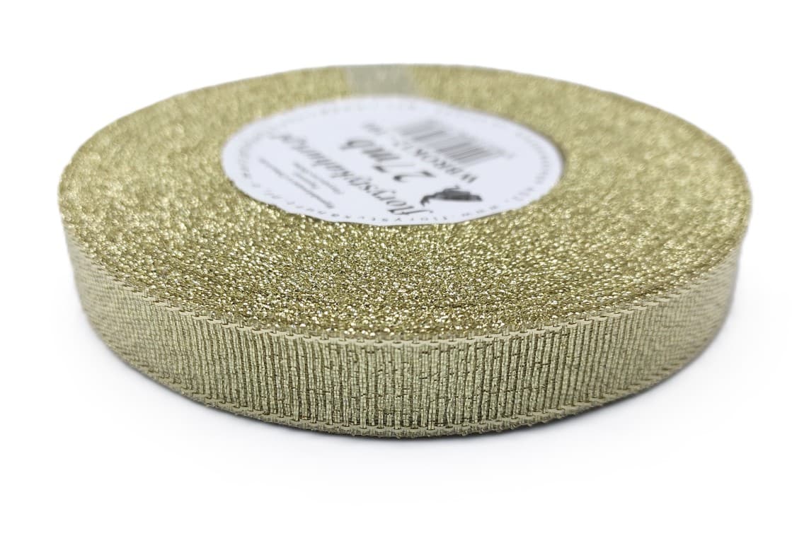 Wstążka brokatowa 12mm/27mb, jasne złoto