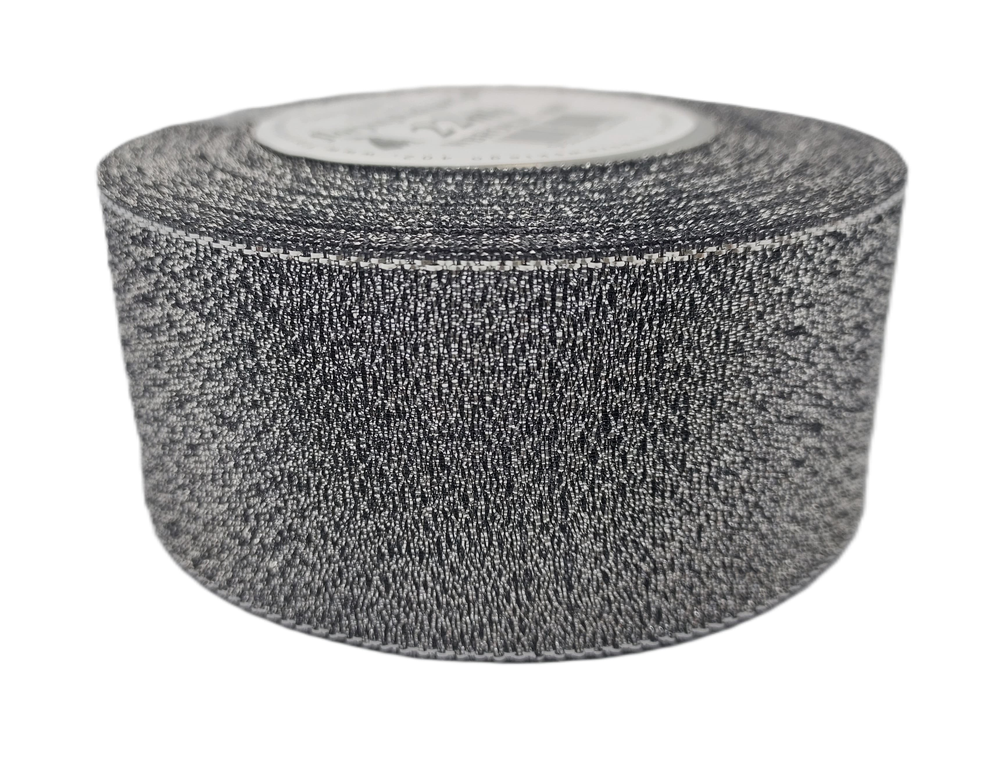 Wstążka brokatowa 38mm/22mb, czarna