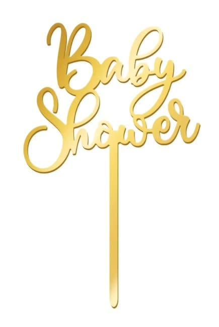 Złoty topper na tort - NAPIS Baby Shower LUSTRZANY