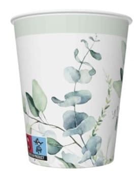 Kubki papierowe 250ml Gałązki eukaliptusa 8 szt.