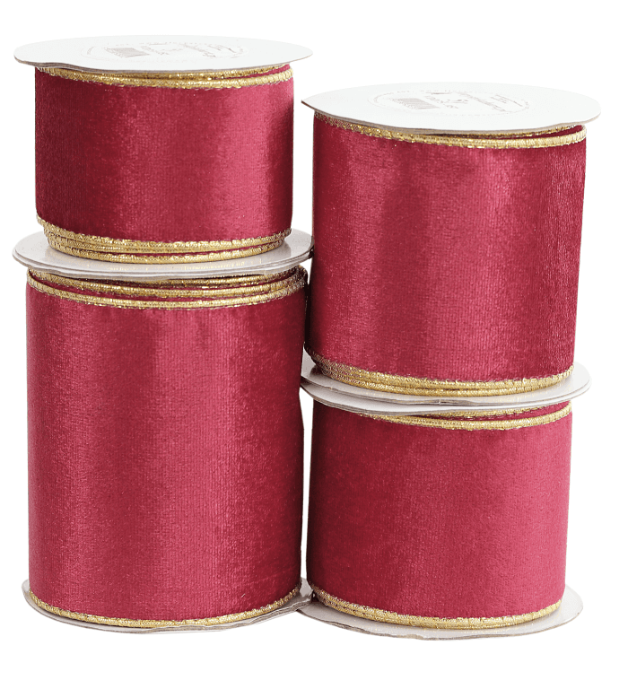 Wstążka z drutem VELVET DWUKOLOR 10cm/5y, bordowa