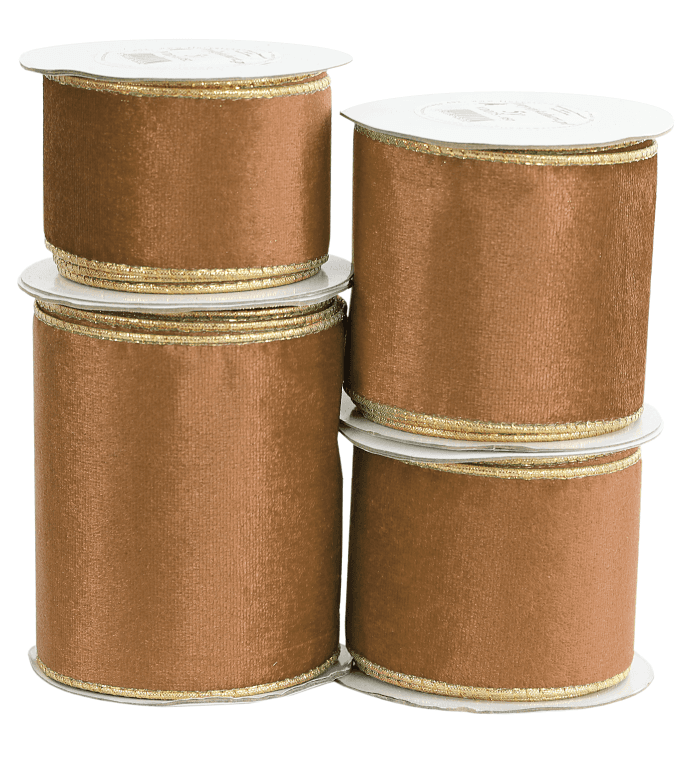 Wstążka z drutem VELVET DWUKOLOR 10cm/5y, brązowa