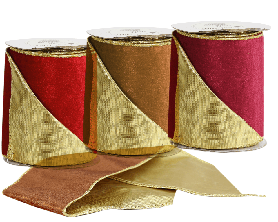 Wstążka z drutem VELVET DWUKOLOR 50mm/5 c.czerwona