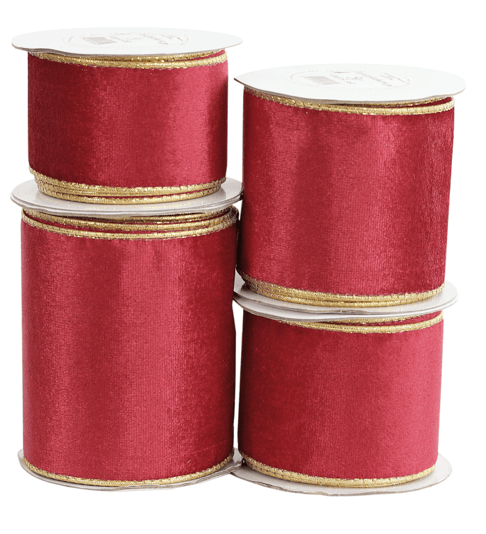 Wstążka z drutem VELVET DWUKOLOR 63mm/5 c.czerwona